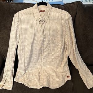 7 For All Mankind long sleeve button down shirt. Creme color with small dots.